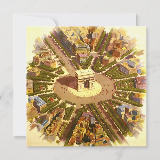 ヴィンテージ凱旋門,パリ,フランス旅行アート (正面)