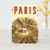 ヴィンテージ凱旋門,パリ,フランス旅行アート カード (黄色い花)