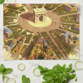 ヴィンテージ凱旋門，パリ，フランス旅行アート キッチンタオル (折り畳み)