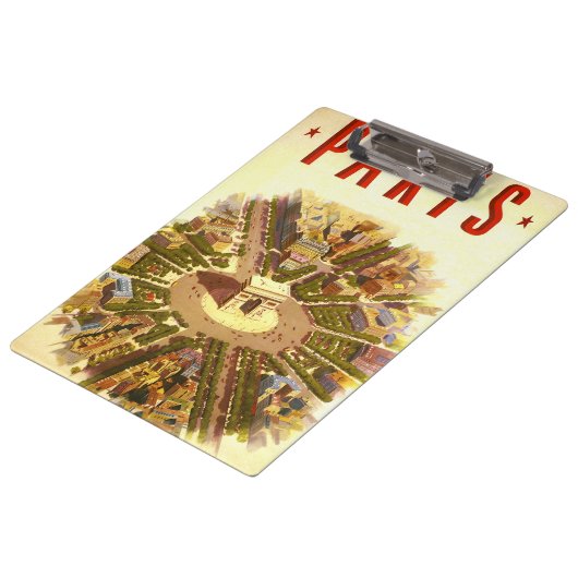 ヴィンテージ凱旋門，パリ，フランス旅行アート クリップボード (アングル)