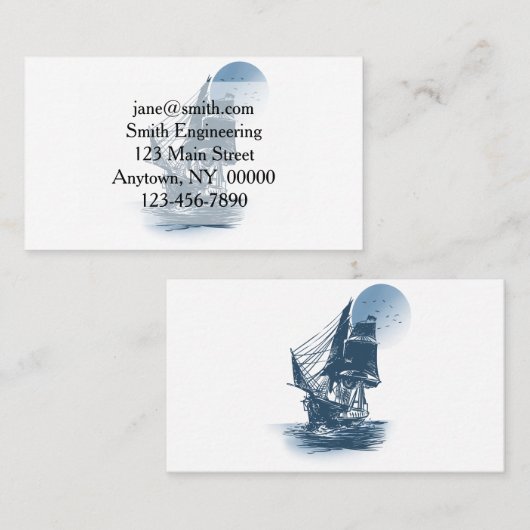 ヴィンテージ出帆船-背景色の選択 名刺 (正面/裏面)