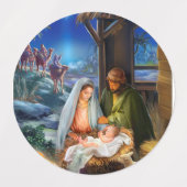 ヴィンテージ出生クリスマスシーン ラベル (デザイン1)