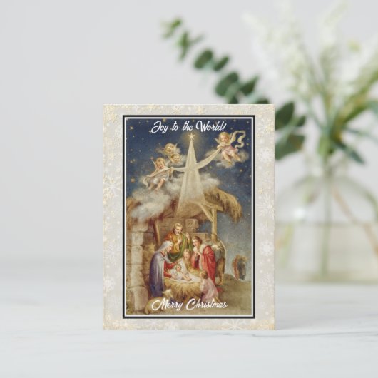 ヴィンテージ出生クリスマスIクラシック宗教 シーズンポストカード (スタンド正面)