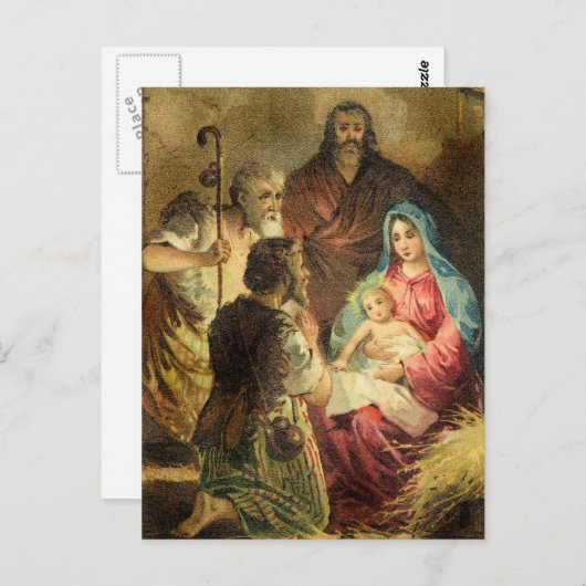 ヴィンテージ出生シーンと劇的な照明 ポストカード (正面/裏面)