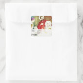 ヴィンテージ出生シーンクリスマスギフトラベル スクエアシール (バッグ)