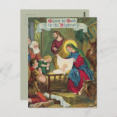 ヴィンテージ出生シーンinベツレヘムのクリスマス ポストカード (正面/裏面)