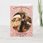 ヴィンテージ出生バイブル聖句クリスマスホリデーアート カード (正面)