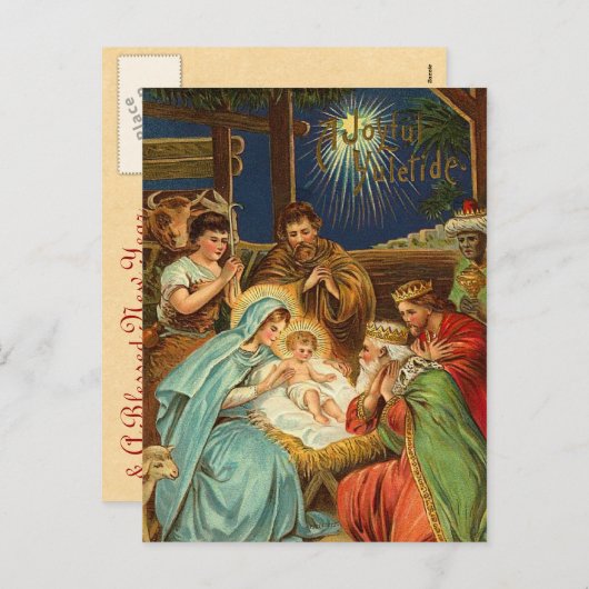 ヴィンテージ出生宗教的はがき シーズンポストカード (正面/裏面)
