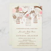 ヴィンテージ出産フローラベビースシャワー招待状 招待状 (正面/裏面)