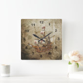 ヴィンテージ出荷デザイン スクエア壁時計 (ホーム)