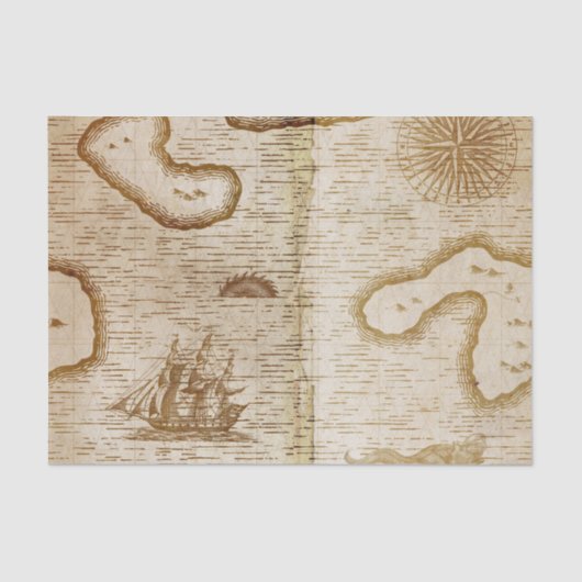 ヴィンテージ出荷海マップの切り離しティッシュペーパー 薄葉紙 (正面)