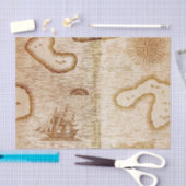 ヴィンテージ出荷海マップの切り離しティッシュペーパー 薄葉紙 (クラフト)