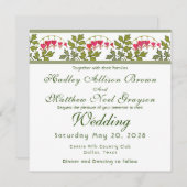 ヴィンテージ出血ハートフローラ結婚式招待状 招待状 (正面/裏面)