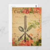 ヴィンテージ刃物セットフォークナイフスプーンキッチン ポストカード (正面/裏面)