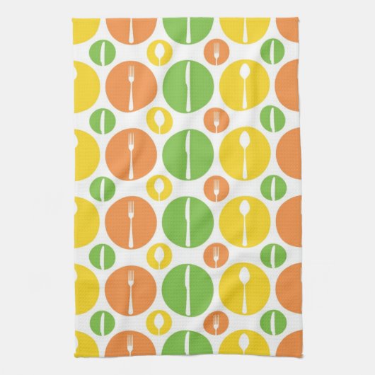 ヴィンテージ刃物模様 キッチンタオル (縦)