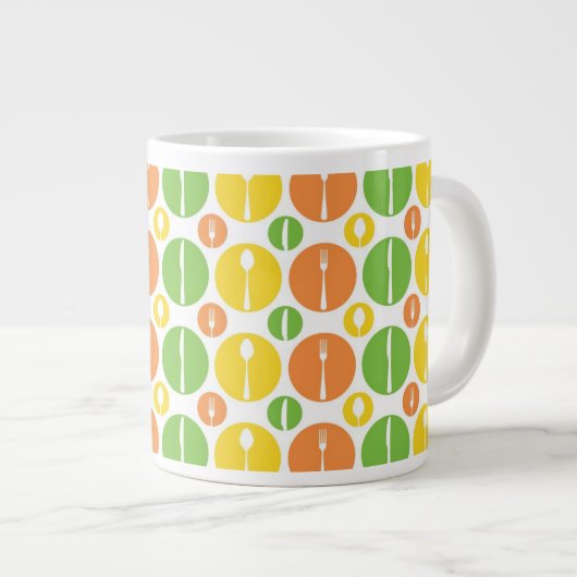 ヴィンテージ刃物模様 ジャンボコーヒーマグカップ (正面右)