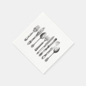 ヴィンテージ刃物白黒スプーンナイフ1800s スタンダードカクテルナプキン (角)