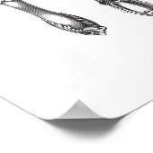 ヴィンテージ刃物白黒スプーンナイフ1800s ポスター (角)