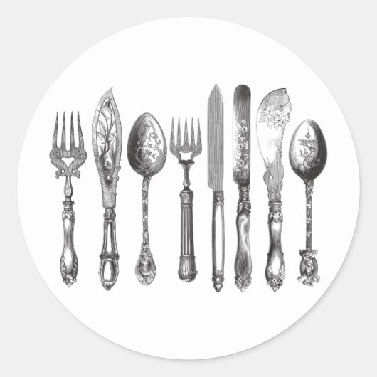 ヴィンテージ刃物白黒スプーンナイフ1800s ラウンドシール (正面)