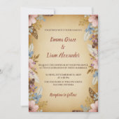 ヴィンテージ分与およびフローラ結婚式招待状 招待状 (正面)