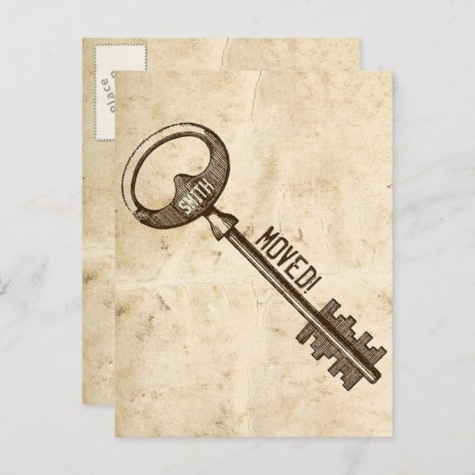 ヴィンテージ分与アンティーク鍵の住所の変更 案内ポストカード (正面/裏面)