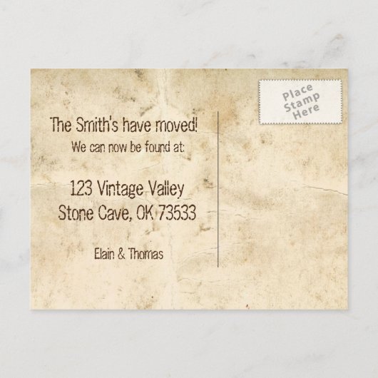 ヴィンテージ分与アンティーク鍵の住所の変更 案内ポストカード (裏面)