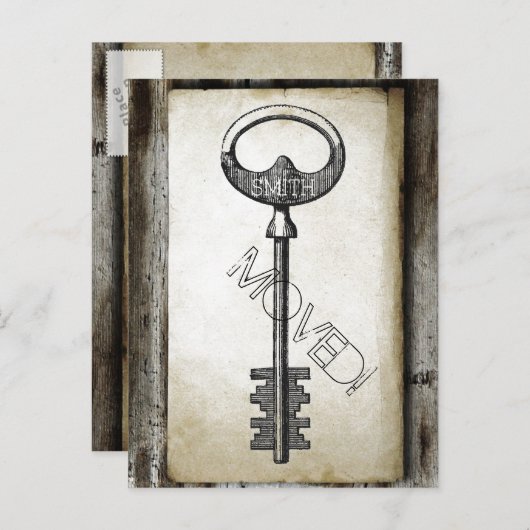 ヴィンテージ分与アンティーク鍵の住所の変更 案内ポストカード (正面/裏面)