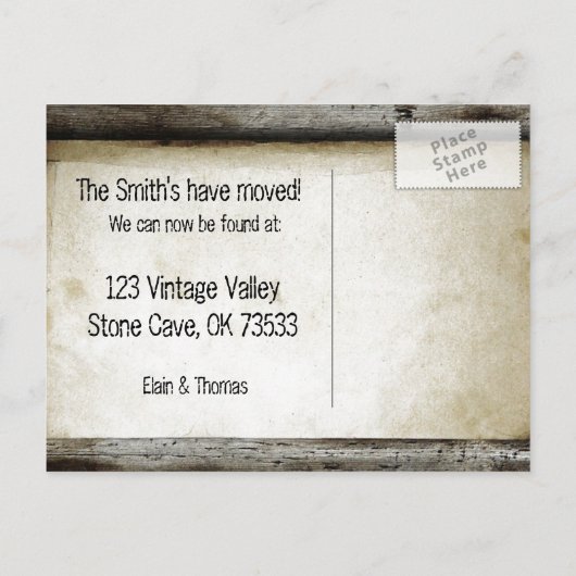 ヴィンテージ分与アンティーク鍵の住所の変更 案内ポストカード (裏面)