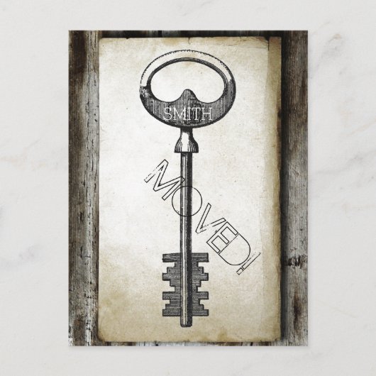 ヴィンテージ分与アンティーク鍵の住所の変更 案内ポストカード (正面)