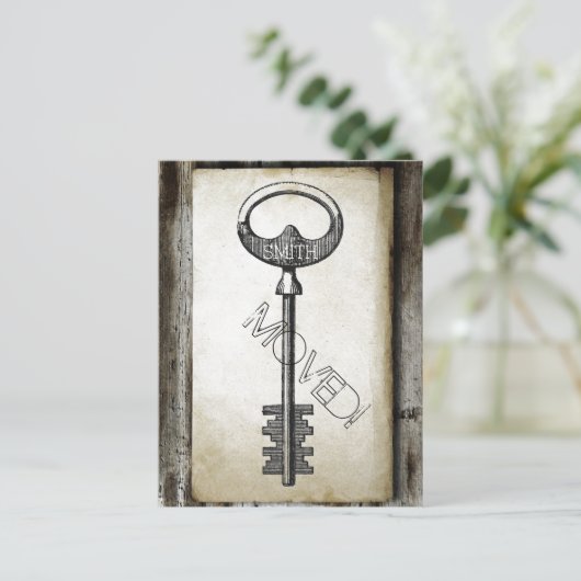 ヴィンテージ分与アンティーク鍵の住所の変更 案内ポストカード (スタンド正面)