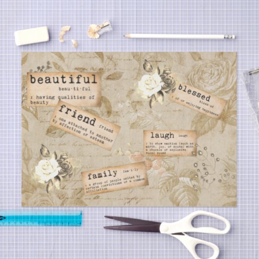 ヴィンテージ切り離し仕訳帳ことわざ語 薄葉紙 (クラフト)