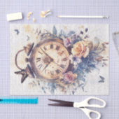 ヴィンテージ切り離し用の手書き付き時計 薄葉紙 (クラフト)