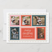 ヴィンテージ切手の写真コラージュクリスマスカード 招待状 (正面)