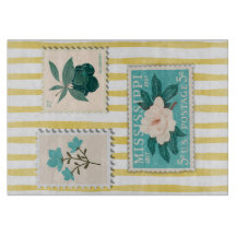 ヴィンテージ切手キッチンプリント | レトロ青