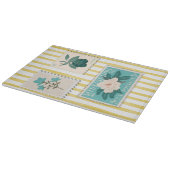 ヴィンテージ切手キッチンプリント | レトロ青 カッティングボード (角)