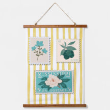 ヴィンテージ切手キッチンプリント | レトロ青