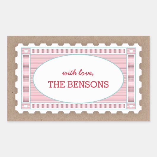 ヴィンテージ切手ギフトラベルシール 長方形シール (正面)