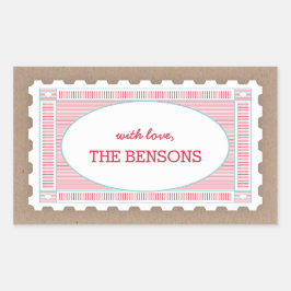 ヴィンテージ切手ギフトラベルシール 長方形シール