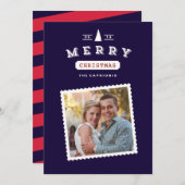 ヴィンテージ切手クリスマスフォトカード シーズンカード (正面/裏面)