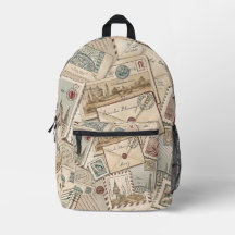 ヴィンテージ切手コラージカット&縫いバッグ