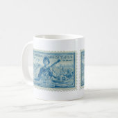 ヴィンテージ切手コーヒーカップ コーヒーマグカップ (正面左)