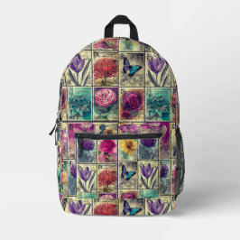 ヴィンテージ切手バッグ プリントバックパック