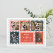 ヴィンテージ切手写真コラージュ クリスマスカード 招待状 (スタンド正面)