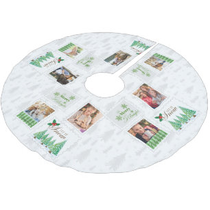 ヴィンテージ切手8枚ファミリー写真 ブラッシュドポリエステルツリースカート