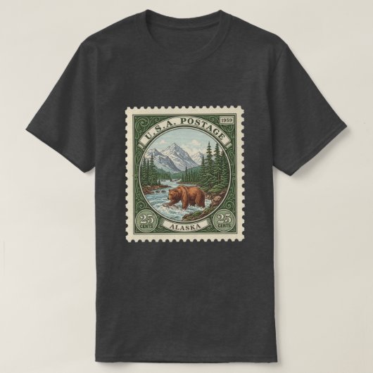 ヴィンテージ切手 アラスカ Tシャツ (デザイン正面)