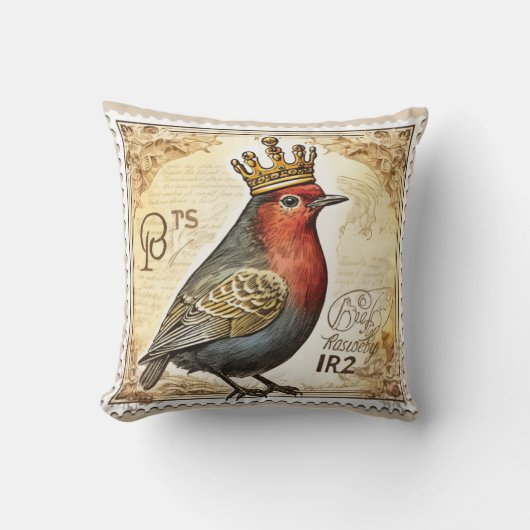 ヴィンテージ切手 クッション (正面)