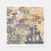 ヴィンテージ切手，帆船，紙 スタンダードランチョンナプキン (正面)