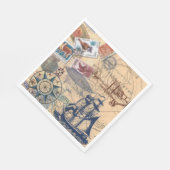 ヴィンテージ切手，帆船，紙 スタンダードランチョンナプキン (角)