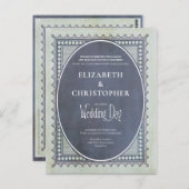 ヴィンテージ切手 結婚式招待状 ポストカード (正面/裏面)