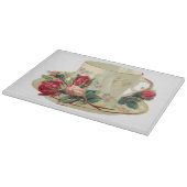 ヴィンテージ切盤付きバラ茶碗 カッティングボード (角)